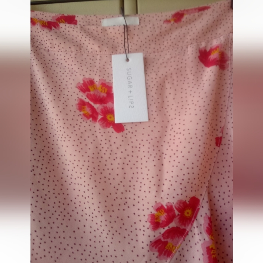 SugarLips Asymmetrical Pink Floral Ruffle Layered Skirt MEDIUM NEW - Picture 10 of 16